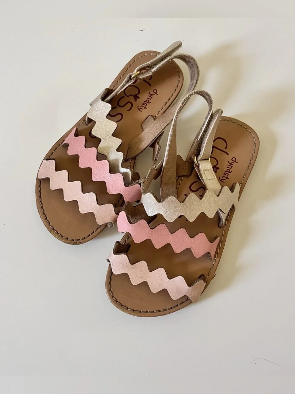 Dynasty Classics Toddler Girls Pink & Beige Ankle Strap Mermaid Wave Sandals -10
